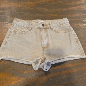 Sincerely Jules Light Beige Rolled Hem Denim Shorts